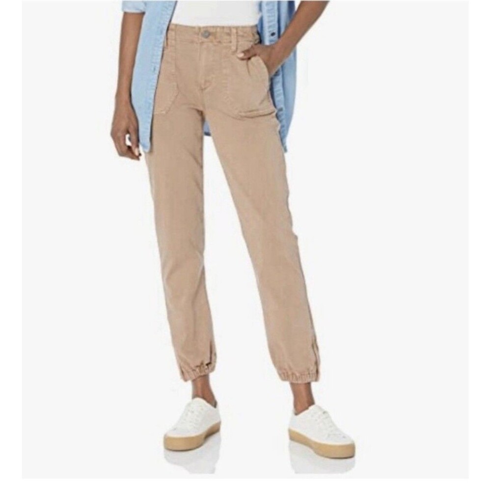 paige mayslie jogger Pants Sz 25 Tan Beige Cargo Utility Ankle Joggers